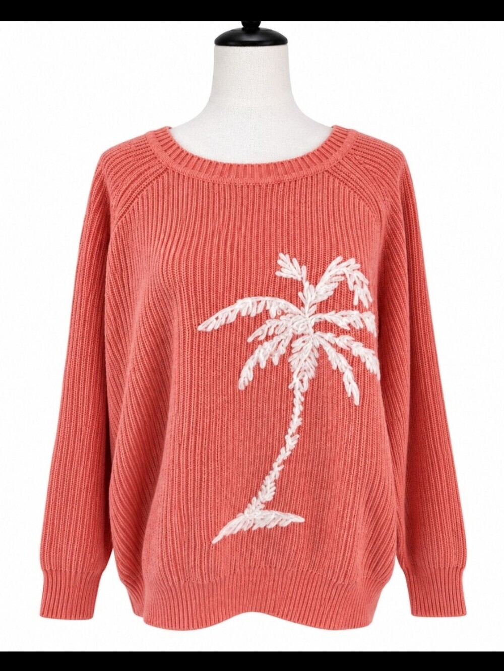 Tommy Bahama Breezy Palm Crew Neck Sweater Pure Coral Heather Size Large